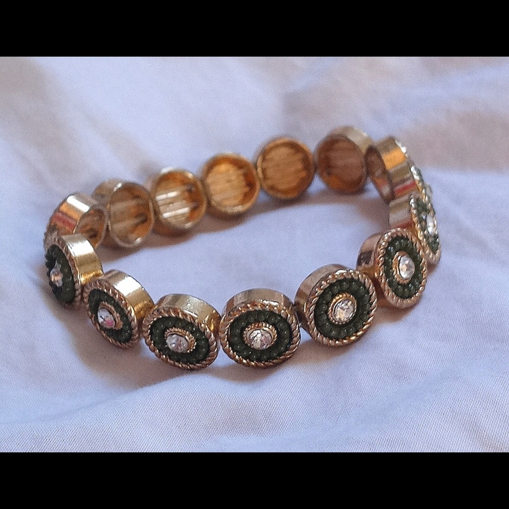 Olive & Gold Cubic Zirconia Bracelet